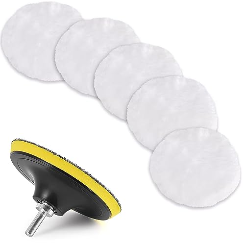 Xixian Wollpolierpufferpad, Langlebiges PVC -Buffing -Pad für Autospolieren, Selbstklebender Schwamm, Bohranpassung, 7pcs -Set mit Waschbarem Wollpolster, Bohrpufferbefestigung (4inch) von Xixian