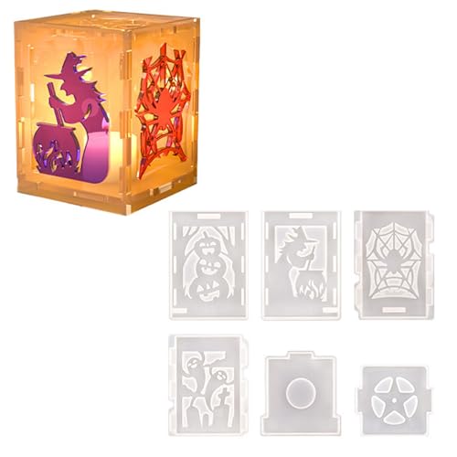6 Stück Teiliges Halloween Laternen Silikonform Set für Epoxidharz Gießen Flexible Langlebige DIY Bastelform für Dekorative Halloween Tischlaternen Wiederverwendbar von Xiyocadt