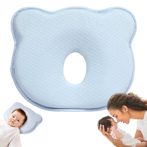 Xiyocadt Babykissen Kopfkissen Neugeborene Memory Foam Reisekissen Kinder Kissen Babykissen Gegen Plattkopf Mini Kissen für Baby Kleinkinder Nacken Lenden und Kniestütze (Blau) von Xiyocadt