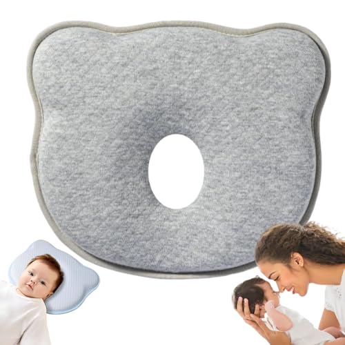Xiyocadt Babykissen Kopfkissen Neugeborene Memory Foam Reisekissen Kinder Kissen Babykissen Gegen Plattkopf Mini Kissen für Baby Kleinkinder Nacken Lenden und Kniestütze (Grau) von Xiyocadt