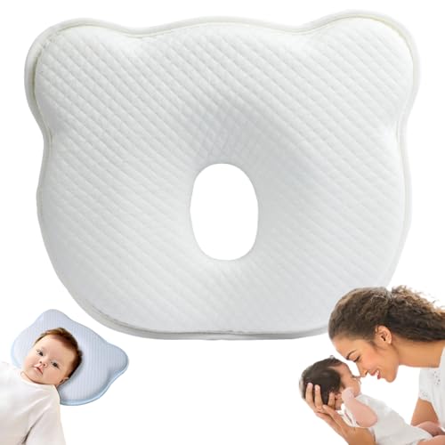Xiyocadt Babykissen Kopfkissen Neugeborene Memory Foam Reisekissen Kinder Kissen Babykissen Gegen Plattkopf Mini Kissen für Baby Kleinkinder Nacken Lenden und Kniestütze (Weiß) von Xiyocadt