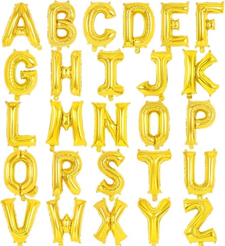 Xizhiwan 26 Stücke von goldenen Buchstaben, 40.64cm Aluminiumfolie Buchstaben Ballons, Buchstaben A-Z Ballons Banner benutzerdefinierte Phrasen passend für Geburtstagsfeiern und Hochzeiten Xizhiwan 26 Stücke von goldenen Buchstaben, 40.64cm Aluminiumfolie Buchstaben Ballons, Buchstaben A-Z Ballons Banner benutzerdefinierte Phrasen passend für Geburtstagsfeiern und Hochzeiten von Xizhiwan