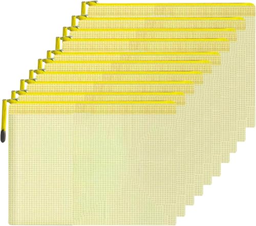 Xizhiwan Dokumententasche aus Netzstoff, 10 Stück, Tasche mit Reißverschluss, wasserdicht, A4-Größe, Reißverschluss, Dokumententasche, für Zuhause, Alltag, Büro, Schule, MD – 2B (gelb, A5 (9,4 × 7,1 Xizhiwan Dokumententasche aus Netzstoff, 10 Stück, Tasche mit Reißverschluss, wasserdicht, A4-Größe, Reißverschluss, Dokumententasche, für Zuhause, Alltag, Büro, Schule, MD – 2B (gelb, A5 (9,4 × 7,1 von Xizhiwan