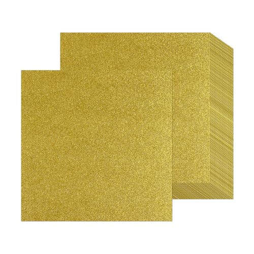 12 Blatt goldenes Glitzer-Kartonpapier, 30,5 x 30,5 cm, dickes Glitzer-Bastelpapier für Scrapbooking, Bastelarbeiten, Grußkarten, Hochzeit, Geburtstag, Party, Dekoration, 250 g/m² von Xjoviative