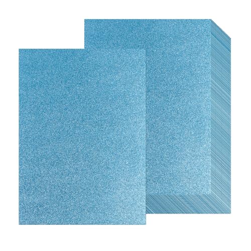 20 Blatt hellblaues Glitzer-Kartonpapier, A4, dickes Glitzer-Bastelpapier für Scrapbooking, Bastelarbeiten, Kunstprojekte, Grußkarten, Hochzeit, Geburtstag, Party, Dekoration, 250 g/m² (Hellblau) von Xjoviative