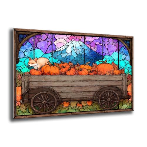 5D Diamond Painting Erwachsene, Groß Herbst Fuchs Diamant Painting Bilder, Bastelset Erwachsene und Kinder, DIY Cross Stickerei Arts Kunsthandwerk für Deko Wohnzimmer Schlafzimmer 100x135 cm M-103 von Xkogjo