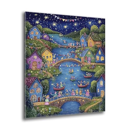 5D Diamond Painting Erwachsene, Groß See Häuser Diamant Painting Bilder, Bastelset Erwachsene und Kinder, DIY Cross Stickerei Arts Kunsthandwerk für Deko Wohnzimmer Schlafzimmer 80x110 cm M-106 von Xkogjo