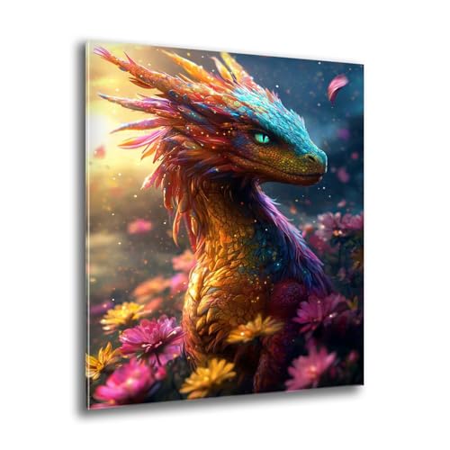 Diamond Painting Kinder Blumen Drachen Diamond Painting Eckige Steine, Kreativ Set für Erwachsene, DIY Diamant Kristall Arts Set Handbuch Craft für Home Dekoration, Weihnachtsgeschenke 25x35 cm M-870 von Xkogjo