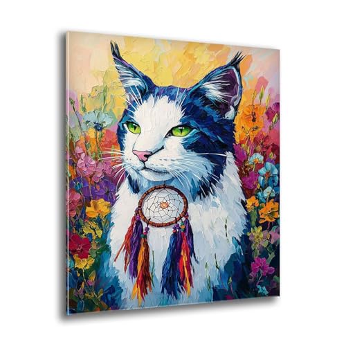 Diamond Painting Kinder Blumen Katze Diamond Painting Eckige Steine, Kreativ Set für Erwachsene, DIY Diamant Kristall Arts Set Handbuch Craft für Home Dekoration, Weihnachtsgeschenke 80x110 cm M-102 von Xkogjo