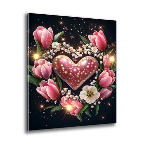 Diamond Painting Kinder Blumen Liebe Diamond Painting Runder Steine, Kreativ Set für Erwachsene, DIY Diamant Kristall Arts Set Handbuch Craft für Home Dekoration, Weihnachtsgeschenke 40x55 cm M-885 von Xkogjo