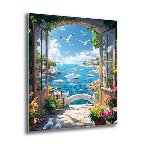 Diamond Painting Kinder Fenster Blumen Diamond Painting Eckige Steine, Kreativ Set für Erwachsene, DIY Diamant Kristall Arts Set Handbuch Craft für Home Dekoration, Weihnachtsgeschenke 35x45 cm M-122 von Xkogjo