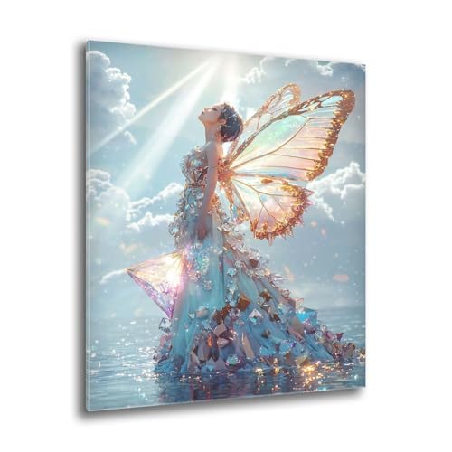 Diamond Painting Kinder Frau Flügel Diamond Painting Runder Steine, Kreativ Set für Erwachsene, DIY Diamant Kristall Arts Set Handbuch Craft für Home Dekoration, Weihnachtsgeschenke 20x25 cm M-869 von Xkogjo