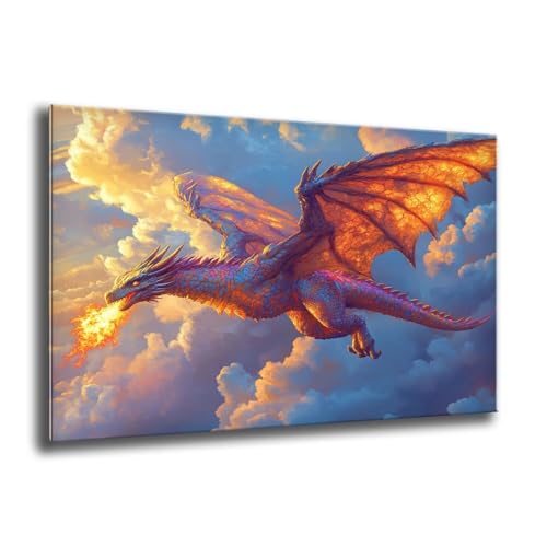 Diamond Painting Kinder Himmel Drachen Diamond Painting Runder Steine, Kreativ Set für Erwachsene, DIY Diamant Kristall Arts Set Handbuch Craft für Home Dekoration, Weihnachtsgeschenke 40x55 cm M-207 von Xkogjo