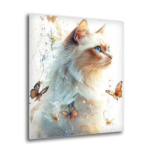 Diamond Painting Kinder Katze Schmetterling Diamond Painting Runder Steine, Kreativ Set für Erwachsene, DIY Diamant Kristall Set Handbuch Craft für Home Dekoration, Weihnachtsgeschenke 70x95 cm M-873 von Xkogjo