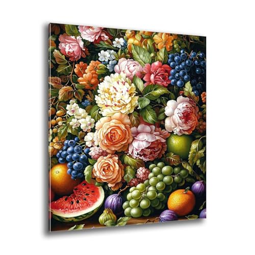 Diamond Painting Kinder Obst Blumen Diamond Painting Runder Steine, Kreativ Set für Erwachsene, DIY Diamant Kristall Arts Set Handbuch Craft für Home Dekoration, Weihnachtsgeschenke 25x35 cm M-105 von Xkogjo