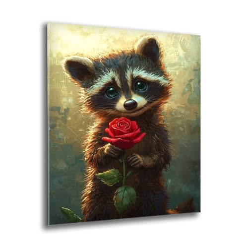 Diamond Painting Kinder Waschbär Rose Diamond Painting Runder Steine, Kreativ Set für Erwachsene, DIY Diamant Kristall Arts Set Handbuch Craft für Home Dekoration, Weihnachtsgeschenke 80x110 cm M-893 von Xkogjo