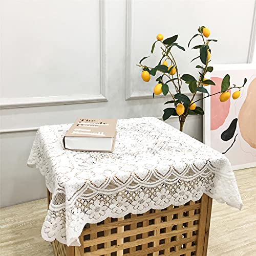 Xlabor Weiß Blumen Spitze Tischdecke Baumwolle Tischtuch Tischwäsche Garten Tischdekoration 120x120 cm von Xlabor