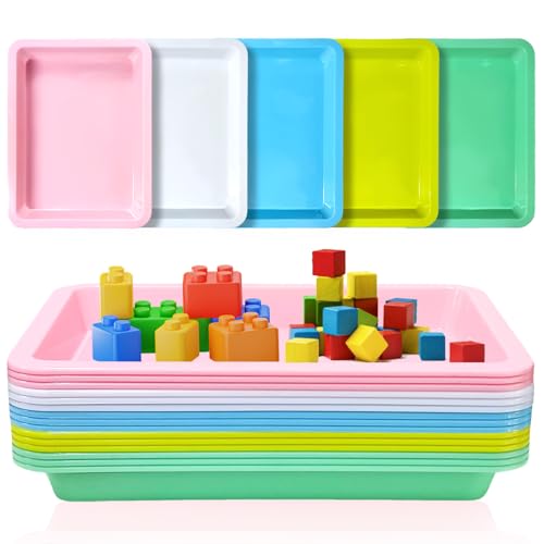 Kunststoff-Tabletts, 15 Stück, für Aktivität, Handwerk, Organizer, Serviertablett, kleine Tabletts für Klassenzimmer, Zuhause, DIY-Projekte, Malerei, Perlen, Kunststofftablett (mehrfarbig) von Xlong