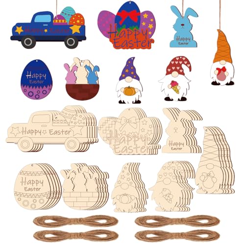Xlong 40 Stück Osteranhänger aus Holz,Osteranhänger aus Holz Selber Bemalen,Ostern Anhänger Holz,Deko Anhänger Holz Ostern,Ostern Basteln Holz,Holz Bastelset Kinder,Holzfiguren zum Basteln Ostern Xlong 40 Stück Osteranhänger aus Holz,Osteranhänger aus Holz Selber Bemalen,Ostern Anhänger Holz,Deko Anhänger Holz Ostern,Ostern Basteln Holz,Holz Bastelset Kinder,Holzfiguren zum Basteln Ostern von Xlong