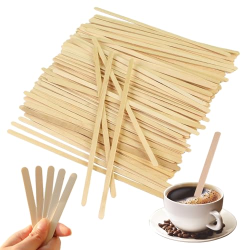 Xmart 400 stück Rührstäbchen Holz Holzstäbchen Kaffee Kaffeerührstäbchen Multifunktionaler Kaffeestäbchen Holzrührer für Umrühren Tee Kaffee Milch Saft Heiße Getränke 14cm Lange von Xmart
