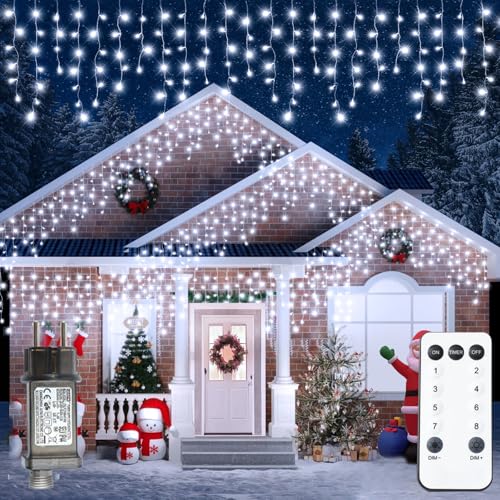 XmasBokeh Eiszapfen Lichterkette Außen 5 m mit 200 LEDs, Eisregen Effekt, Weihnachtsbeleuchtung für Balkon Dach Fenster, Kaltweiß XmasBokeh Eiszapfen Lichterkette Außen 5 m mit 200 LEDs, Eisregen Effekt, Weihnachtsbeleuchtung für Balkon Dach Fenster, Kaltweiß von XmasBokeh