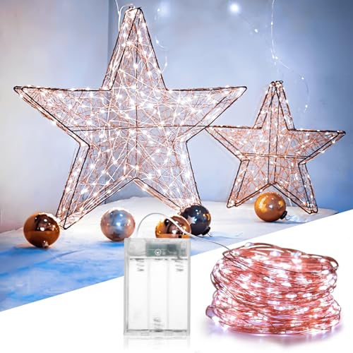 XmasBokeh Lichterketten mit Batterie, 10m 100 LEDs Drahtlichterkette für Innen, Tüllrock, Weihnachten, Schlafzimmer, Party, Hochzeit, Baumdekoration(Kaltweiß, 1 Stück 10m100Led) von XmasBokeh