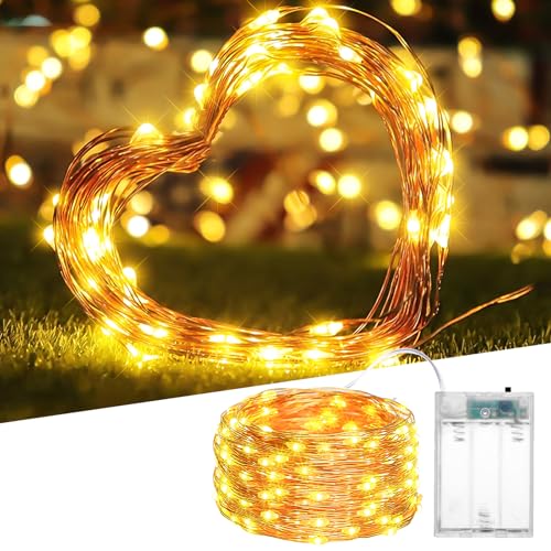 XmasBokeh Lichterketten mit Batterie, 5m 50 LEDs Drahtlichterkette für Innen, Tüllrock, Weihnachten, Schlafzimmer, Party, Hochzeit, Baumdekoration(Warmweiß, 1 Stück 5m50Led) von XmasBokeh
