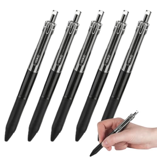 Xmccvt Druckkugelschreiber,Kugelschreiber Schwarz - 5 Stück einziehbare Business-Signaturstifte 0,5 mm,Tragbare Studenten-Lernstifte mit mittlerer Spitze für und Mädchen von Xmccvt