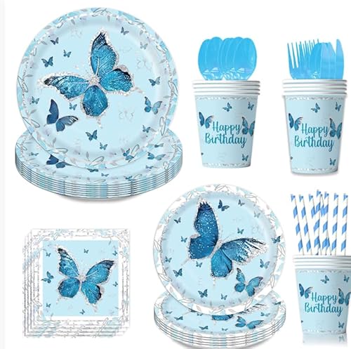 Schmetterling Deko Geburtstag für 20 Gäste - Partygeschirr Set, Pappteller Kindergeburtstag und Servietten, 40 Stück Schmetterlinge Deko für Mädchen Party Kindergeburtstag Deko Schmetterling Deko Geburtstag für 20 Gäste - Partygeschirr Set, Pappteller Kindergeburtstag und Servietten, 40 Stück Schmetterlinge Deko für Mädchen Party Kindergeburtstag Deko von Xmokeds