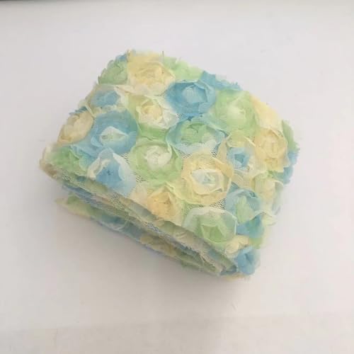 1 Yard 3D Floral Spitzenband Rosenmuster Spitzenborte zum Nähen Nähen Trim für Kleidung für Sommerkleid, Jeans, Hemd, Hochzeitszubehör (Pastellgrün) von XnxnzhHo