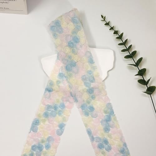 1 Yard 3D Floral Spitzenband Rosenmuster Spitzenborte zum Nähen Nähen Trim für Kleidung für Sommerkleid Jeans Hemd Hochzeit Zubehör (Pastellblau) von XnxnzhHo