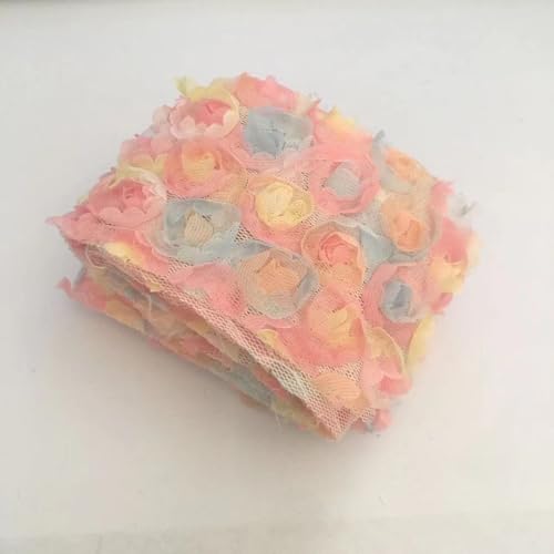 1 Yard 3D Floral Spitzenband Rosenmuster Spitzenborte zum Nähen Nähen Trim für Kleidung für Sommerkleid Jeans Hemd Hochzeit Zubehör (Pastellgelb) von XnxnzhHo