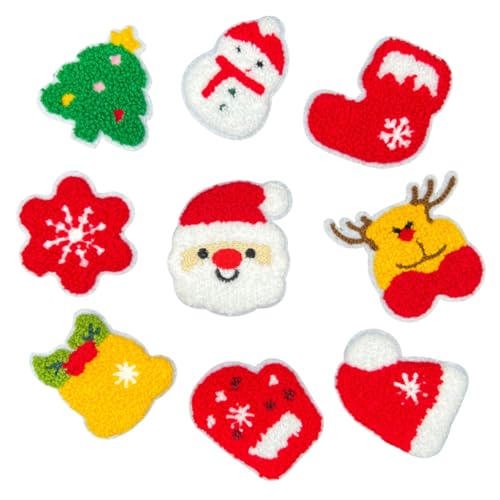9 Stück niedliche bestickte Weihnachtsaufnäher, Weihnachtsapplikationen für Kleidung, Kapuzenpullover, Mantel, Rucksack, Hut, DIY Handwerk Dekor von XnxnzhHo