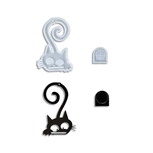 Silikonform für Halloween-Katzen-Wandkunst, Kerzenhalter, Harzform, für DIY-Epoxidharz-Gussform, für Zuhause, Wohnzimmer, Schlafzimmer, Veranda-Dekorationen (03) von XnxnzhHo