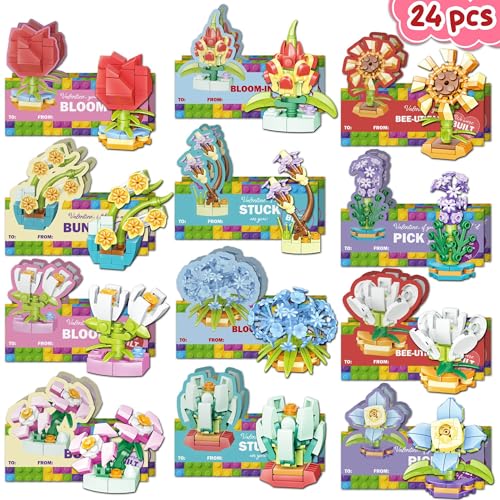 XoBathti Valentinstagskarten für Kinder im Klassenzimmer – 24-teiliges Blumen-Bauset mit Valentinstagskarten, Valentinstagsgeschenke für Kinder, Schule, Klassenzimmer, Valentinstags-Austauschkarten, XoBathti Valentinstagskarten für Kinder im Klassenzimmer – 24-teiliges Blumen-Bauset mit Valentinstagskarten, Valentinstagsgeschenke für Kinder, Schule, Klassenzimmer, Valentinstags-Austauschkarten, von XoBathti