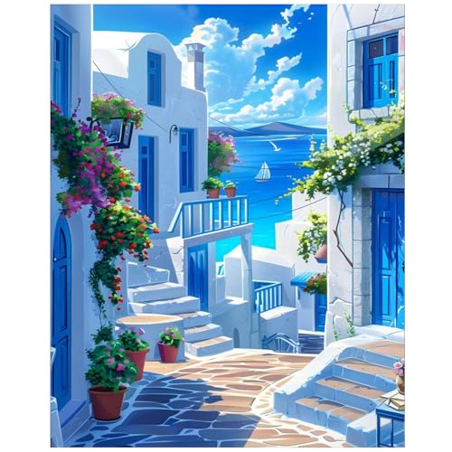 Xobers art Santorin Malen nach Zahlen für Erwachsene, Landschaft, Malen nach Zahlen, Santorin, Malen nach Zahlen, Malen nach Zahlen für Dekoration und Geschenk, 40 x 50 cm Xobers art Santorin Malen nach Zahlen für Erwachsene, Landschaft, Malen nach Zahlen, Santorin, Malen nach Zahlen, Malen nach Zahlen für Dekoration und Geschenk, 40 x 50 cm von Xobers art