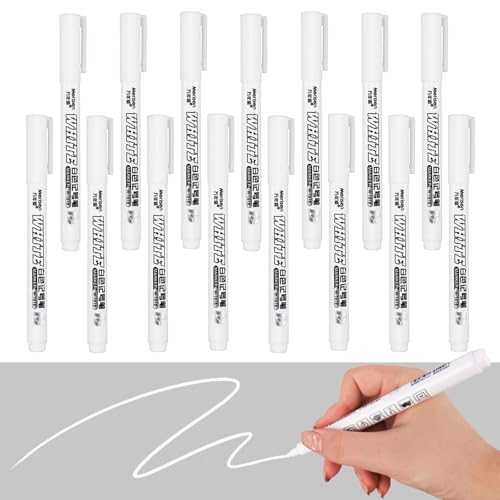 XoeLLe 15 Stück Acrylstifte, Weiß Marker Stifte Wasserfest Filzstifte Steine zum Bemalen, Permanent Marker Stifte Textilstifte Acrylstifte Stift für Holz, Metall, Glas, Stoff, Stein, Reifenmalerei von XoeLLe