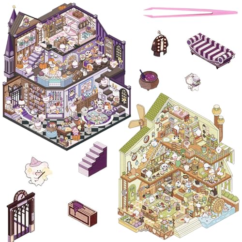 XoeLLe 2 Sets 3D Sticker, Inklusive Pinzette, Sticker Set, Scrapbook, Stickerbuch, Geeignet für Handyhüllen, Laptops, Tablets, Trinkbecher, Koffer (Magische Akademie + Das Wandelnde Schloss) von XoeLLe