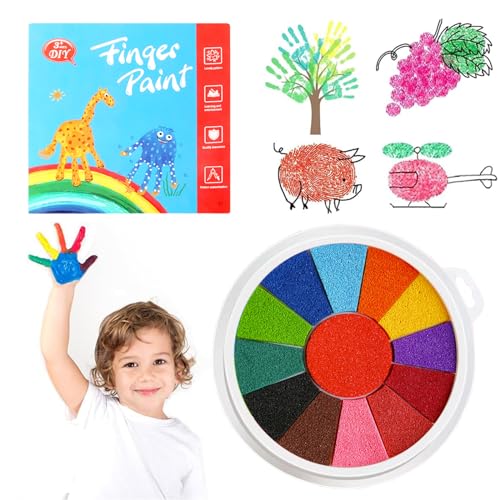XoeLLe Stempelkissen Set, 13 Farben Fingerabdruck Stempelkissen Abwaschbar Stamp Pad Stempelkissen Set mit Buch Fingerstempelfarbe für Papier Handwerk, Stoff Malerei, DIY und Geburtstag Geschenk von XoeLLe