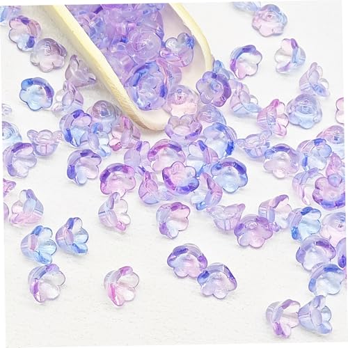 100 pcs Glasblütenperlen, 7x12 mm lila Lilie der Valley Blumenperlen, DIY -Blumencharm für Schmuck Making -Halsketten -Ohrringe Armbänder von Xoeryoy