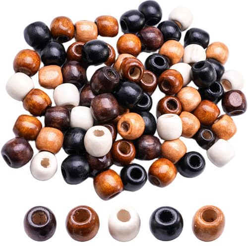 100pcs Holzperlen, 11x12mm große Lochperlen, 5 Farben Bastelmittel für DIY, Haarflechten, Makrame, Schmuckzubehör 100pcs Holzperlen, 11x12mm große Lochperlen, 5 Farben Bastelmittel für DIY, Haarflechten, Makrame, Schmuckzubehör von Xoeryoy