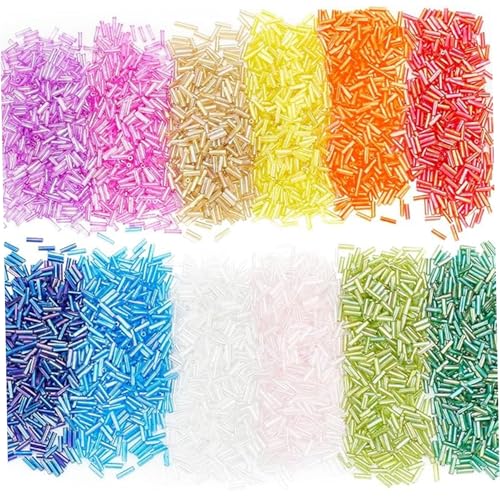 12 Beutel Bugle Perlen, 12 Farben 2x7mm lebendige Glasrohrperlen für Schmuckherstellung DIY -Handwerk von Xoeryoy