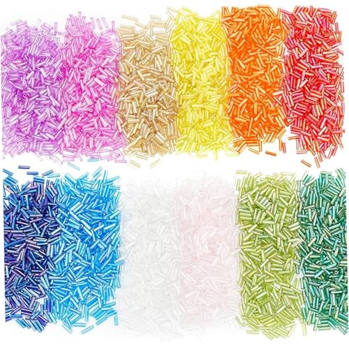 12 Beutel Bugle Perlen, 12 Farben 2x7mm lebendige Glasrohrperlen für Schmuckherstellung DIY -Handwerk von Xoeryoy