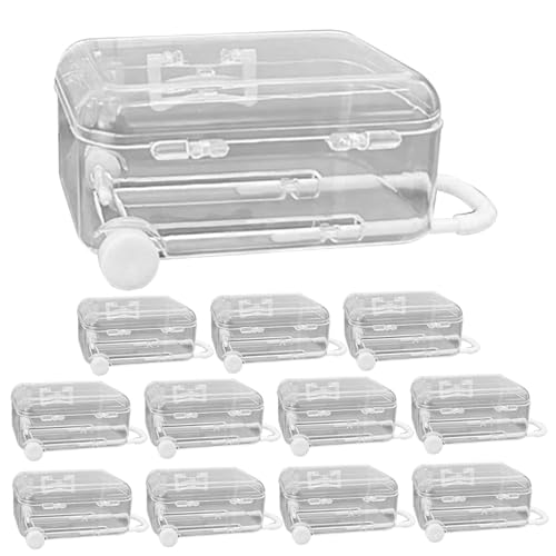 12pcs Mini Koffer Kisten klare Plastik Mini Koffer Party Favor Box mit einem einziehbaren Rad für Hochzeits Geburtstagsfeier Dekoration 12pcs Mini Koffer Kisten klare Plastik Mini Koffer Party Favor Box mit einem einziehbaren Rad für Hochzeits Geburtstagsfeier Dekoration von Xoeryoy