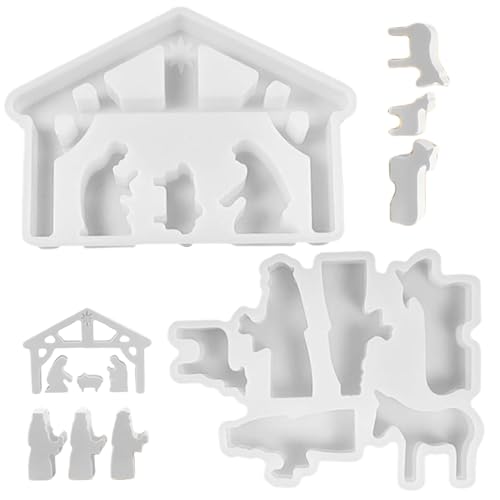 2 PCs/Set Weihnachten Silikonformen hitzebeständige Krippe Set Silikonformen Nicht-Stick-Easy-Pflege-Kerze für DIY-Handwerkskunstputze von Xoeryoy