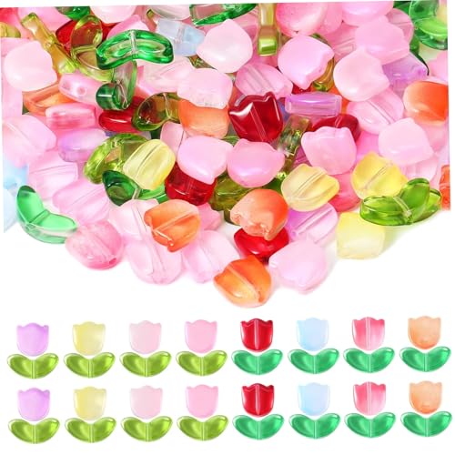 320pcs Blumenperlen, 14 mm farbenfrohe Glasblumenperlen für Schmuck, das Ohrringarmband DIY Bastelgeschenke machen von Xoeryoy