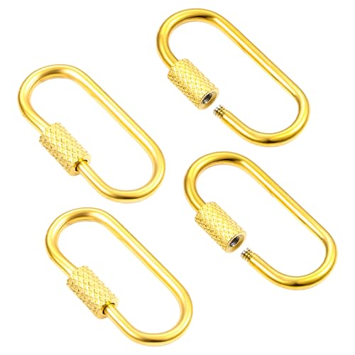 4pcs Schraube Carabiner, Edelstahl Oval Gold Carabiner, 26 mm Schnellverbindung, Schlüsselbund -Hakenclip für Handtasche, DIY, Schmuck von Xoeryoy