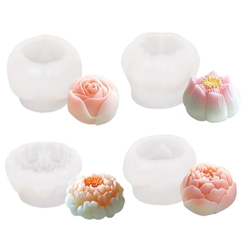 4pcs Silikonblütenformen, hitzebeständige flexible Nicht-Stick-Blume-Silikonform zum Backen von Seifenkuchen Jelly Pudding Schokoladendesserts 4pcs Silikonblütenformen, hitzebeständige flexible Nicht-Stick-Blume-Silikonform zum Backen von Seifenkuchen Jelly Pudding Schokoladendesserts von Xoeryoy