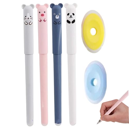 4pcs löschbare Stifte, niedliche löschbare Gelstifte mit 2 Radiergummi, nachhaltige Schulversorgung für präzise Schreiben, Zeichnen und Korrektur von Xoeryoy