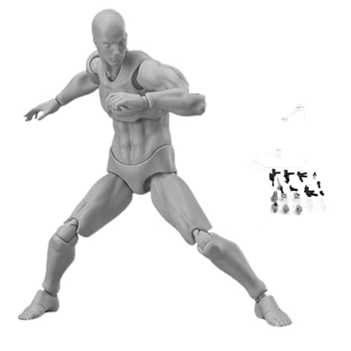 Action -Abbildungen 5.90in bewegliche Gelenke Flexible Zeichnungsfiguren Modell mit Basis leichter Fähigkeitszeichnung Figur zum Skizzieren, Malen, Zeichnen, Künstler (männlich) von Xoeryoy